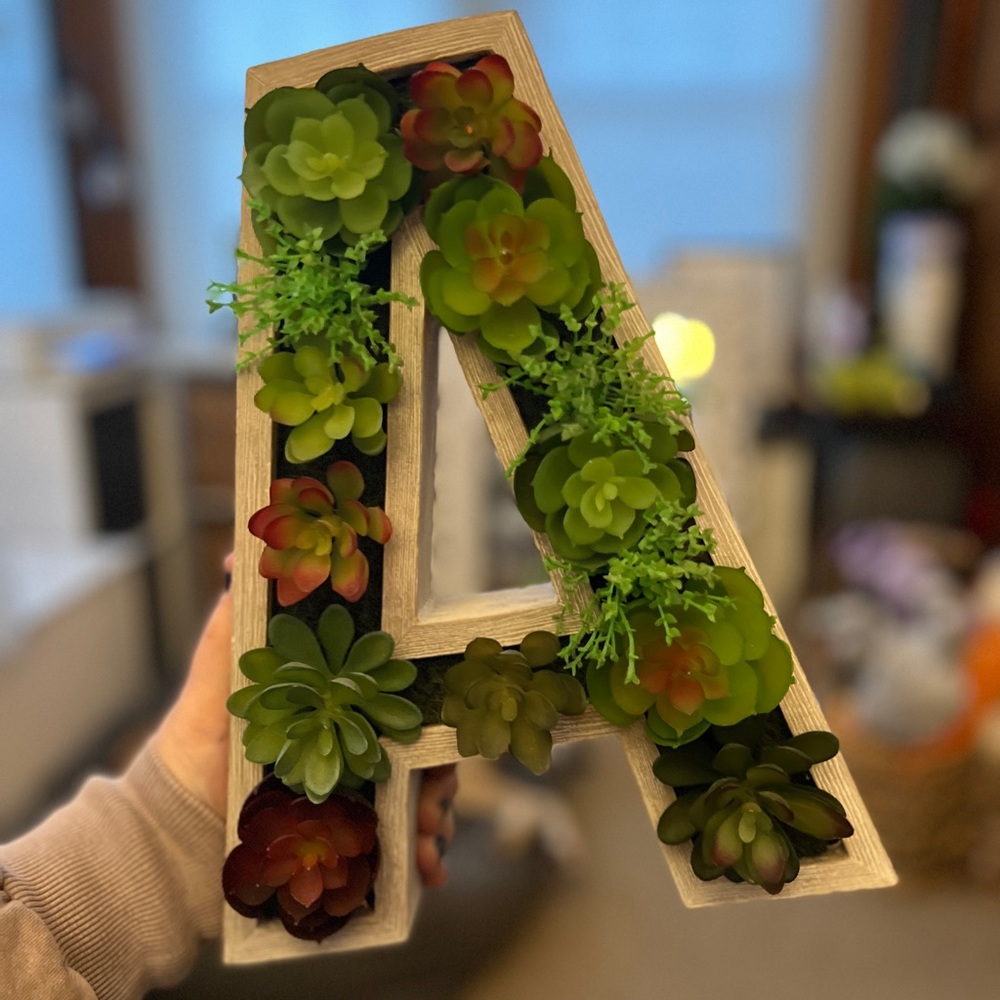 Letter ‘A’ Faux Succulent Boho Decor